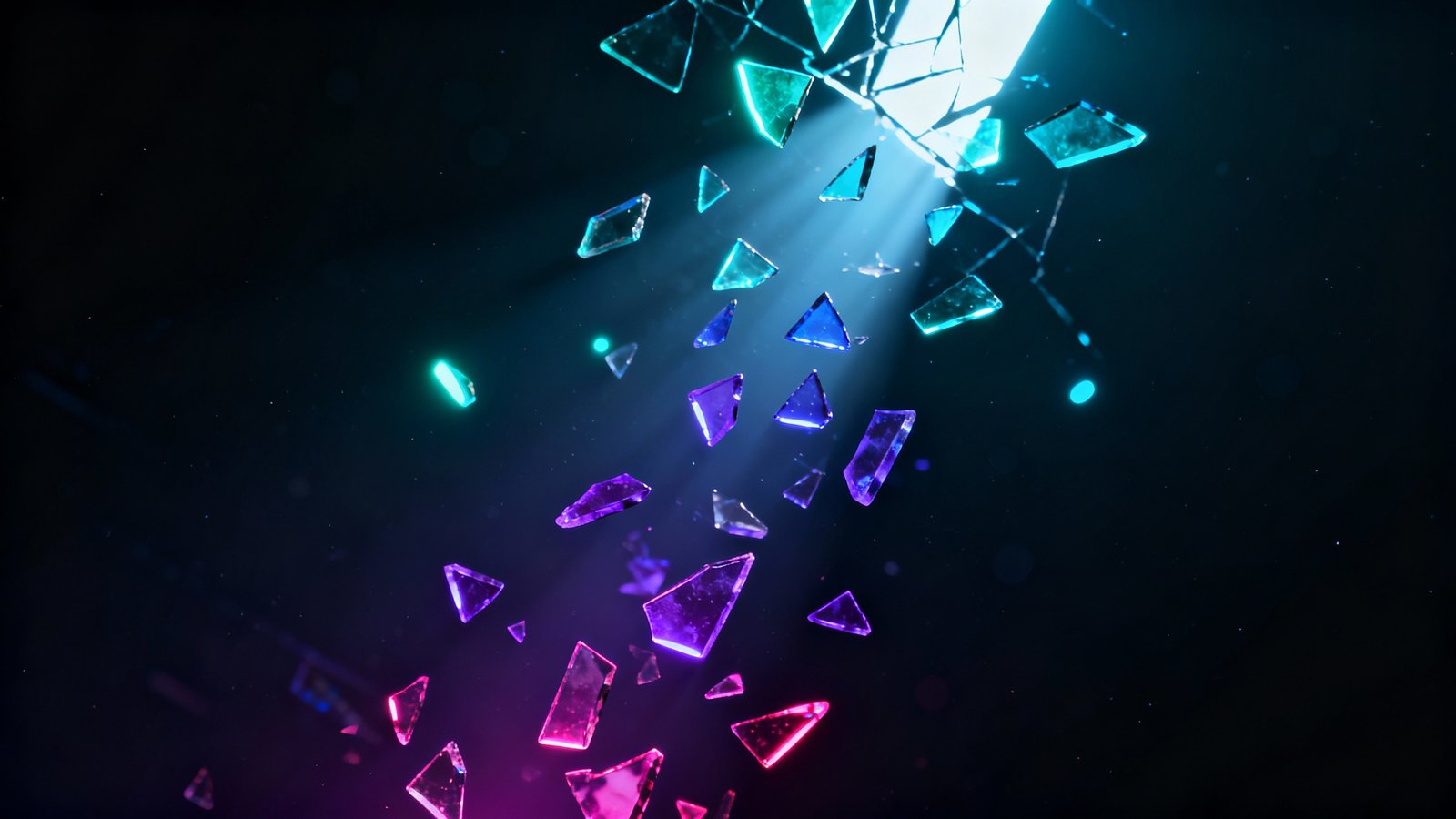 Shattered glass falling